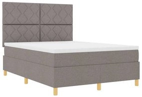 Cama Box Spring com Colchão &amp; LED Taupe 140x190 cm Tecido