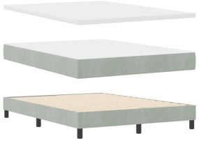 Cama Box com Colchão vidaXL Cinza Claro 140x190 cm Veludo