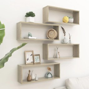 Prateleiras parede forma de cubo 4 pcs carvalho sonoma