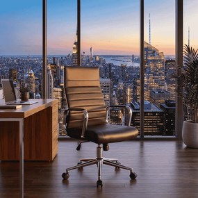 Cadeira de escritório Columbus em couro sintético Preta