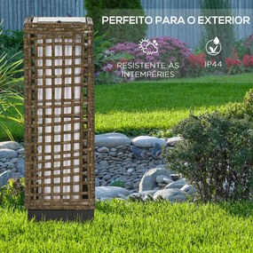 Candeeiro Solar de Jardim em Vime Sintético – 15,5x15,5x46 cm – Marrom