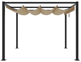 Gazebo de jardim com teto retrátil 3x3 m aço cinza