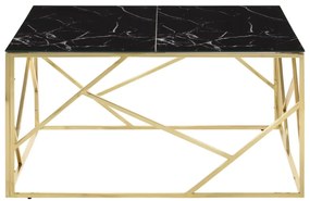 Mesa de centro aço inoxidável e vidro temperado dourado