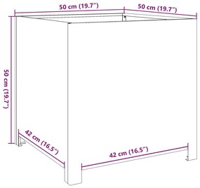 Vaso/floreira de jardim 50x50x50 cm aço galvanizado