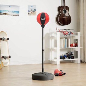 vidaXL Conj. bola boxe c/ luvas e bomba ajustável em altura 81-122 cm