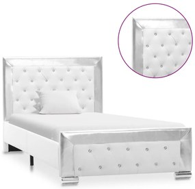 Estrutura de cama 90x200 cm couro artificial branco