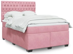 Cama com molas/colchão 160x200 cm veludo rosa