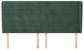 Cabeceira cama c/ abas veludo 203x23x118/128 cm verde-escuro