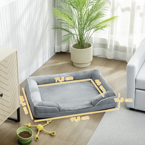 Cama para Cães com Base Antiderrapante Capa Lavável 91,5x68,5x16,5 cm Cinza