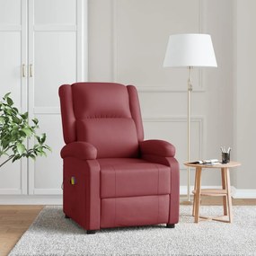 Cadeira de massagens reclinável couro artificial vermelho tinto