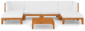 7 pcs conjunto lounge de jardim c/ almofadões acácia maciça