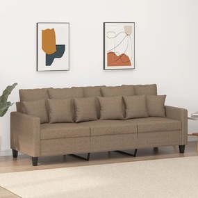vidaXL Sofá de 3 lugares tecido 180 cm cinzento-acastanhado