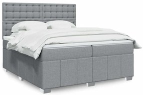 vidaXL Cama com molas/colchão 200x200 cm tecido cinza-claro