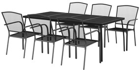 7 pcs conjunto de jantar para jardim aço antracite
