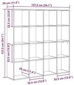 Gabinete de Livros Carvalho preto 137,5 x 29 x 137,5 cm