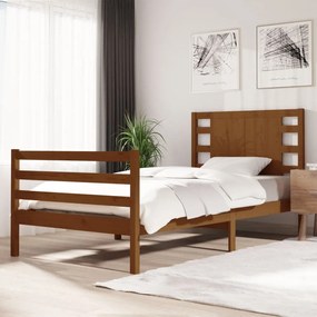 vidaXL Estrutura de cama 100x200 cm pinho maciço castanho mel