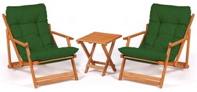Conjunto de Mesa e Cadeiras de Jardim My007 – Verde Natural – 40/81x50