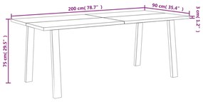 Mesa de jantar 200x90x76 madeira de acácia maciça