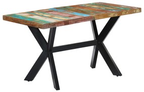 Mesa de jantar 140x70x75 cm madeira recuperada maciça