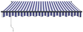 Toldo retrátil 3x2,5 m tecido e alumínio azul e branco