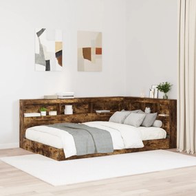 Cama Estante Carvalho Fumado 120x200 cm Madeira Engenheirada