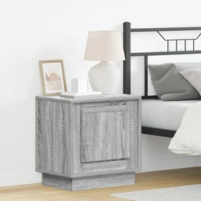 vidaXL Mesa de cabeceira com luzes LED Cinza Sonoma 44x34,5x45 cm