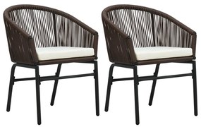 vidaXL Cadeiras de jardim 2 pcs vime PE castanho