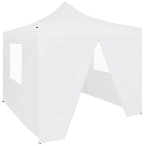 vidaXL Tenda dobrável profissional festas 4 paredes 2x2m aço branco