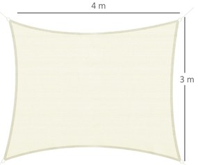 Vela de Sombra Retangular 3x4 m Toldo Vela de HDPE com Proteção UV Ane
