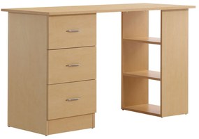 HOMCOM Mesa de computador de mesa para casa Escritório 3 gavetas 3 prateleiras móveis de escritório 120x49x72cm cor de madeira natural