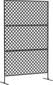 Outsunny Separador de ambientes para exterior, biombo metálico para terraço, varanda, jardim, treliça autoportante, aço, Preto | Aosom Portugal