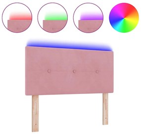 Cabeceira LED vidaXL Botões Estofada Rosa 80 cm Veludo