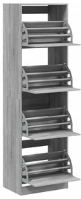 Sapateira c/ 4 gavetas articuladas 60x42x204 cm cinza sonoma