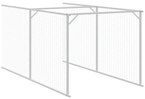 Casota cães c/ parque 110x609x110 cm aço galvaniz. cinza-claro