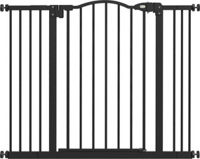 Barreira de Segurança para Cães com Largura Ajustável 74-100 cm e Extensões para Escadas e Portas Preto