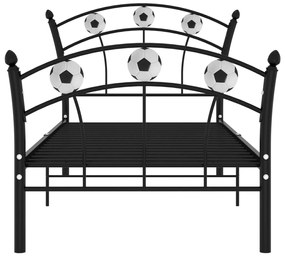 Estrutura de cama com design de futebol 90x200 cm metal preto