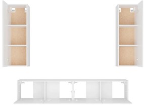 Conjunto móveis de TV 4 pcs madeira processada branco