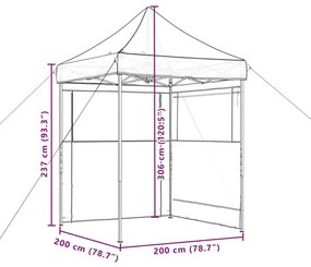 Tenda p/ festas pop-up dobrável com 2 paredes laterais castanho