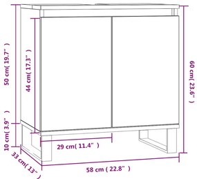 Armário casa banho 58x33x60 cm deriv. madeira branco brilhante