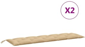 Almofadões banco jardim 2pcs 180x50x7 cm mesclado tecido bege