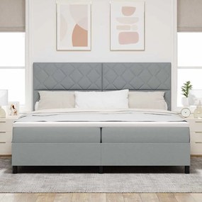 Cama Box Spring com Colchão Cinza Claro 200x200 cm Tecido