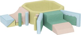 Circuito de motricidade para bebés, módulo de motricidade para bebés com piscina de bolas, capa lavável, 160 x 137,5 x 30 cm, multicolorido