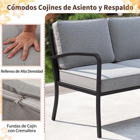Conjunto de 3 Peças de Jardim: Sofá de 2 Lugares, Sofá em L e Mesa de Centro, 172,5 x 113 x 80 cm, Almofadas Laváveis, Cinzento