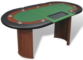 Mesa poker 10 jogadores c/ área crupiê e tabuleiro fichas verde