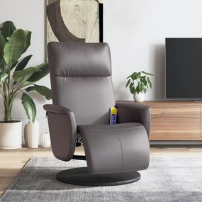 356555 vidaXL Cadeira massagens reclinável c/apoio pés couro artificial cinza