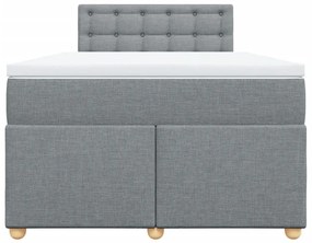 Cama boxspring com colchão 120x190 cm tecido cinzento-claro