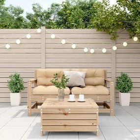 3 pcs conjunto lounge de jardim c/ almofadões pinho maciço