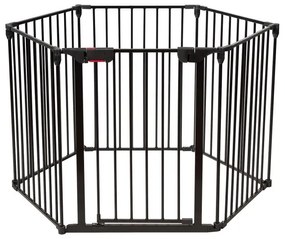 Cercadinho de segurança para bebês com 5 painéis, portão de barreira para lareira, divisor de ambientes - preto