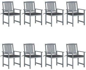 vidaXL Cadeiras de jardim c/ almofadões 8 pcs acácia maciça cinzento