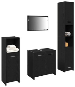 Conjunto de Móveis para Casa de Banho 4 Peças Carvalho Preto Madeira d